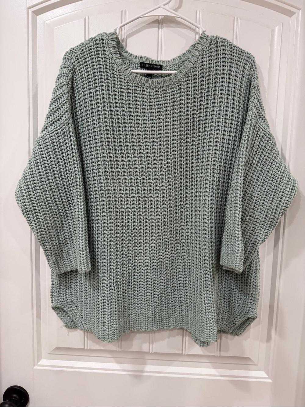 EUC Eileen Fisher Mint Green Relaxed Chunky Organic Cotton Sweater